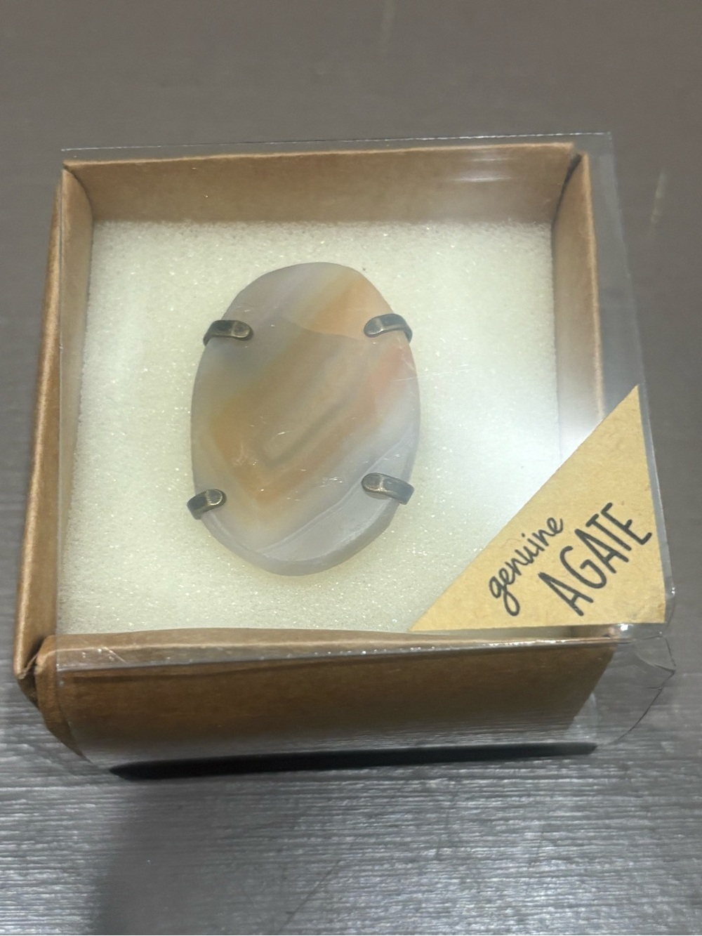Oval Statement Ring - Cream & Brown